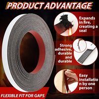 Bande d'étanchéité ignifuge en PVC graphite auto-adhésive, ruban expansible thermiquement pour portes coupe-feu en acier