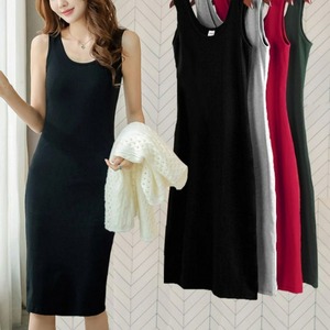 Abito estivo midi casual in chiffon senza maniche WY91706 per donne taglie forti, ragazze formose e studentesse, modello naturale con parte anteriore a vista - Product Image 1