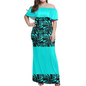 Robe Sexy de style musulman, jupe pour femme, décontractée, épaules dénudées, à volants, sans bretelles, couleur Turquoise, nouvelle collection - Product Image 1