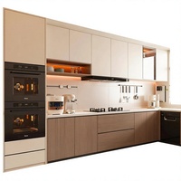 Meubles de cuisine contemporains à panneaux plats, ensemble de placards modulaires, design moderne en L sur mesure pour cuisine, villa, appartement