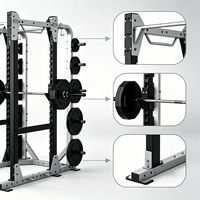 Rack de musculation commercial robuste avec rangement pour plaques, idéal pour l'entraînement en force en salle de sport