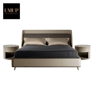 Lit Double <span class=keywords><strong>King</strong></span> <span class=keywords><strong>Size</strong></span> Moderne en Cuir Italien de Luxe, Écologique et Confortable, avec Revêtement Doux et Cadre en Métal pour Chambre Parentale - Product Image 3