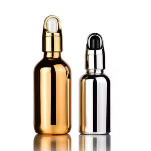 5ml 10ml 15ml <b>30ml</b> 50ml 60ml Sliver Gold Plating Glass Dropper <b>Bottle</b> with Basket Cap Screen Printing for Essential Oil Serum - Product Image 2