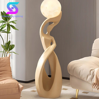 Lampe sur pied LED dorée, design moderne et minimaliste, sculpture en métal pour salon d'hôtel, décoration artistique