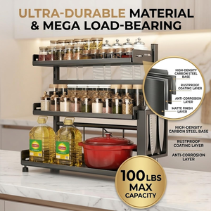 ชั้นวางเครื่องเทศโลหะ 2 ชั้น ขนาดใหญ่ สำหรับวางบนเคาน์เตอร์ครัว ทันสมัย - Product Image 2