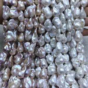 15-16mm blanc violet couleur naturelle perles de culture d'eau douce en vrac grand brin de perle <span class=keywords><strong>baroque</strong></span> pour la fabrication de bijoux à bricoler soi-même - Product Image 1