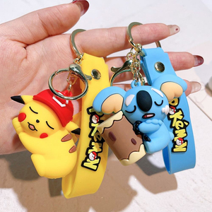 YY Nouveau porte-clés 3D PVC Pikachu Evoli endormis style cartoon mignon - Product Image 2
