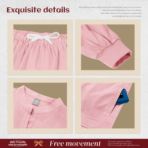 Women Scrub Set Pink Knitted Moisture Wicking Hospital Uniforms Split Set - Product Image 4