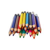 Ensemble de 12 crayons de couleur HB mini en plastique pour enfants, effaçables, cadeau, non toxique, triangle, 3,5 pouces avec gomme, Lapis De Cor