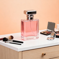 Bouteille de parfum vide en verre de cristal de 50ml avec pompe à sertir pulvérisateur logo personnalisé emballage cosmétique carré taille portable avec boîte
