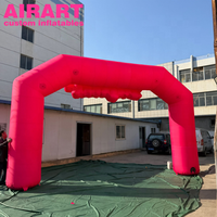 Arche publicitaire gonflable rose pour événements commerciaux en extérieur