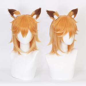 Perruque synthétique de <span class=keywords><strong>cosplay</strong></span> d'anime Senko <span class=keywords><strong>San</strong></span> Senko avec oreilles, courte de 35 cm, orange mélangée, en gros - Product Image 2