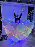 Robe de danse longue à pétales LED blanche, style moderne, pour performance de danse de salon, avec fleurs colorées, très tendance