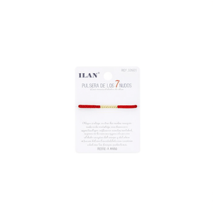 Braccialetto Ilan con 7 Nodi in Corda Rossa, Argento e Oro, Gioiello Fatto a Mano, Regalo d'Amore - Product Image 1