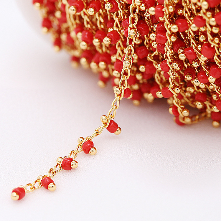 Diy Jewelry Accessories 14K Gold Plated Brass Crystal Color Bead Chain Handmade Jewelry Necklace Bracelet Making Chains Roll