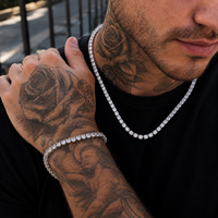 Vente en gros usine Ensemble de bijoux unisexe Hip Hop en Argent sterling S925 avec Moissanite VVS, comprenant Bracelet tennis et Collier Iced Out