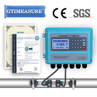 Débitmètre ultrasonique mural à fixation par pince, compteur BTU, débitmètre non invasif pour eau et liquides avec sortie 4-20mA RS485