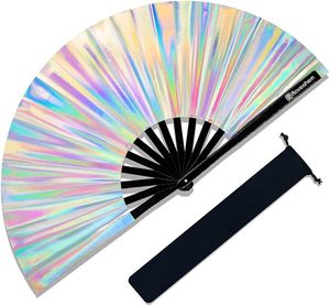 Abanico de Mano Personalizado de PVC, Plástico, Hecho a Mano, para Festivales de Música, Iridiscente, Brillante, con Logotipo Personalizado, Tamaño Personalizado, Recuerdo Artístico - Product Image 6