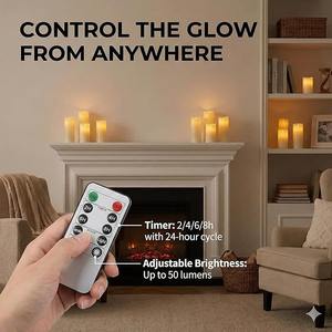 Bougies LED sans flamme, alimentées par piles, étanches, écologiques, en plastique, décoration intérieure et extérieure, télécommande 10 touches - Product Image 5