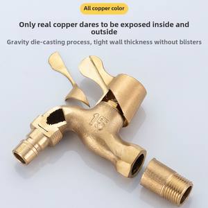 Buse de <span class=keywords><strong>robinet</strong></span> verrouillable 1/2 \ "3/4 \" tout en cuivre pour la maison et l'<span class=keywords><strong>extérieur</strong></span> Lavage de voiture <span class=keywords><strong>Robinet</strong></span> de machine <span class=keywords><strong>à</strong></span> laver en laiton <span class=keywords><strong>à</strong></span> <span class=keywords><strong>clé</strong></span> Wang Xiaoxiang - Product Image 2