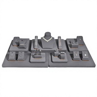 SKQ D-0098 Ensemble de présentoirs de bijoux imprimés sur mesure pour magasin, comprenant bustes à colliers et supports pour bagues et bracelets en tissu microfibre
