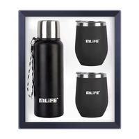 Ensemble de 3 pièces en acier inoxydable avec logo personnalisé : Bouteille isotherme, Gobelet et Tasse à café – Cadeau d'entreprise en coffret