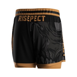 2-in-1 BJJ MMA Fight Shorts Built-in Compression Lining: Grappling, Brazilian Jiu Jitsu, No-Gi Double <b>Layers</b> Shorts - Product Image 2