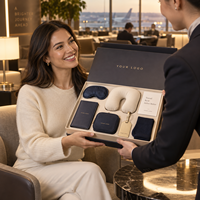 Kit de voyage VIP personnalisé pour avion : Masque pour les yeux, oreiller de voyage, chaussettes, porte-passeport, pochette, fournisseur de cadeaux OEM ODM