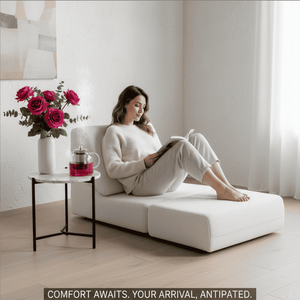 Cozy Teddy Fleece Compressed Single Sofa Bed, Modern Folding Arm Chair with Sturdy Foam <b>Cushion</b> Space-Saving Compressible Lounge - Product Image 3