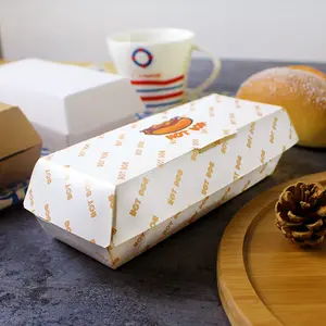 Neues Design Gedruckte Hot Dog-Verpackungs box Einweg-Rechteckige Kraft box herausnehmen Käses tab behälter Verpackung für Hot Dog