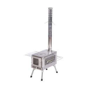Estufa de camping para exteriores de acero inoxidable con ventana y parrilla, portátil, plegable, para quemar leña, para uso en exteriores. - Product Image 4