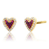 Milskye bijoux de mode de style propre pour les femmes 2024 14K or 925 argent méchant petit coeur rubis diamant boucles d'oreilles