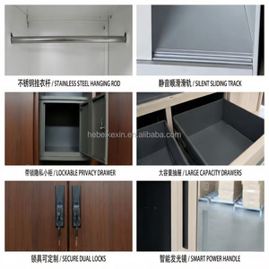 Armoire moderne en acier mince avec étagères de rangement internes, armoire à vêtements en métal pour petit espace de vie en condo - Product Image 4