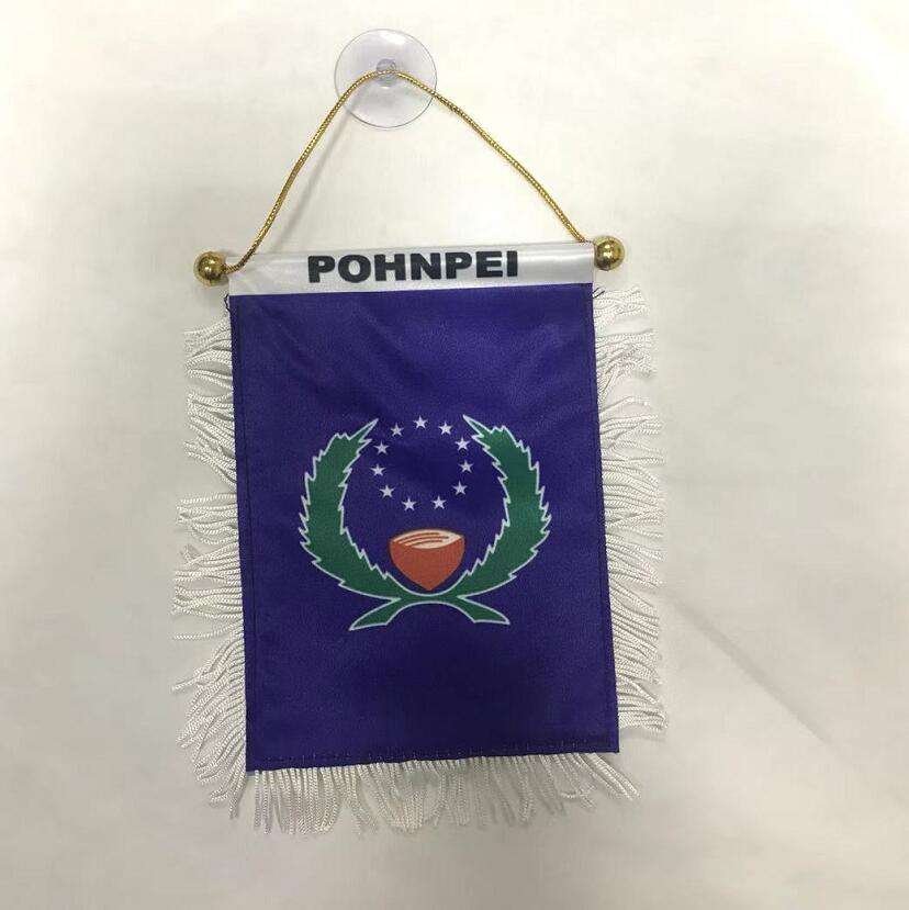 Cheap stock satin pohnpei car pennant flag