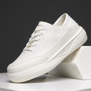 Zapatos Deportivos de Moda con Cordones, Zapatos Casuales para Uso Diario, Parte Superior de Tela Blanca Transpirable, Suela Blanca Texturizada Antideslizante, Ligeros - Product Image 4
