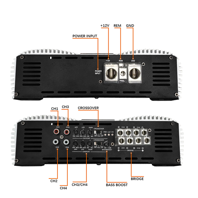 AK-5004 4CH Brazilian Style High Power Amplifier 500W RMS Handling for Car Audio and Subwoofer Systems
