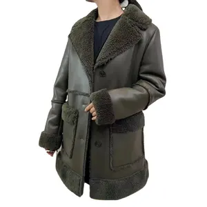 New Style Winter Warm Thick Sheepskin Lamb Fur Coat Shearling Leather Jacket Women with Fur