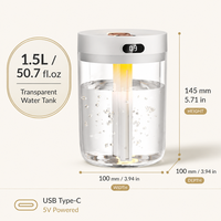 Humidificateur d'air transparent direct usine, logo personnalisé OEM ODM, faible MOQ, diffuseur ultrasonique USB de bureau à brume froide avec écran LED
