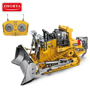 Zhorya Multi Functional Alloy RC Bulldozer Crawler Type Engineering Forklift Heavy Excavator Toy