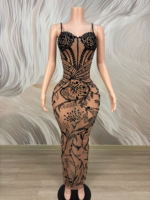 Nouvelle arrivée AD2964, robe de soirée de luxe pour femmes, robe de fête scintillante en cristal, robe de soirée sexy en maille, robe de bal pour femmes