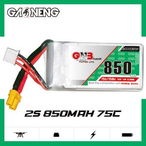 GNB GAONENG 850mAh 2S 7.4V 75C XT30 Connecteur FPV LiPo Batterie pour Brushless 90mm à 130mm FPV Racing Drone Torrent 110 <span class=keywords><strong>Q</strong></span> - Product Image 4