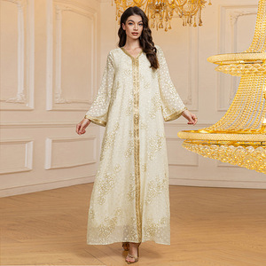Elegant White and Gold Kaftan - Floor Length Handmade Elegant White and Gold Kaftan - Floor Length Handmade