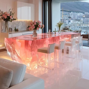 Comptoir de bar en PVC transparent et lumineux, comptoir de réception, table à manger artistique haut de gamme pour villa - Product Image 5