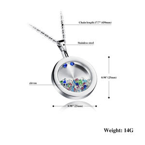 قلادة فضية من الفولاذ المقاوم للصدأ والمجوهرات بالجملة مزدوج اللون الزجاج المعلقات - Product Image 4