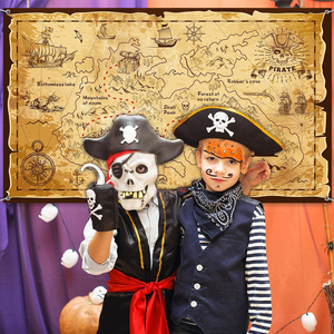 Bannière de <span class=keywords><strong>fond</strong></span> à thème <span class=keywords><strong>pirate</strong></span> pour fête, avec carte et bijoux, idéale pour les fêtes scolaires, carnavals, anniversaires et d'autres superbes décorations de fête - Product Image 6