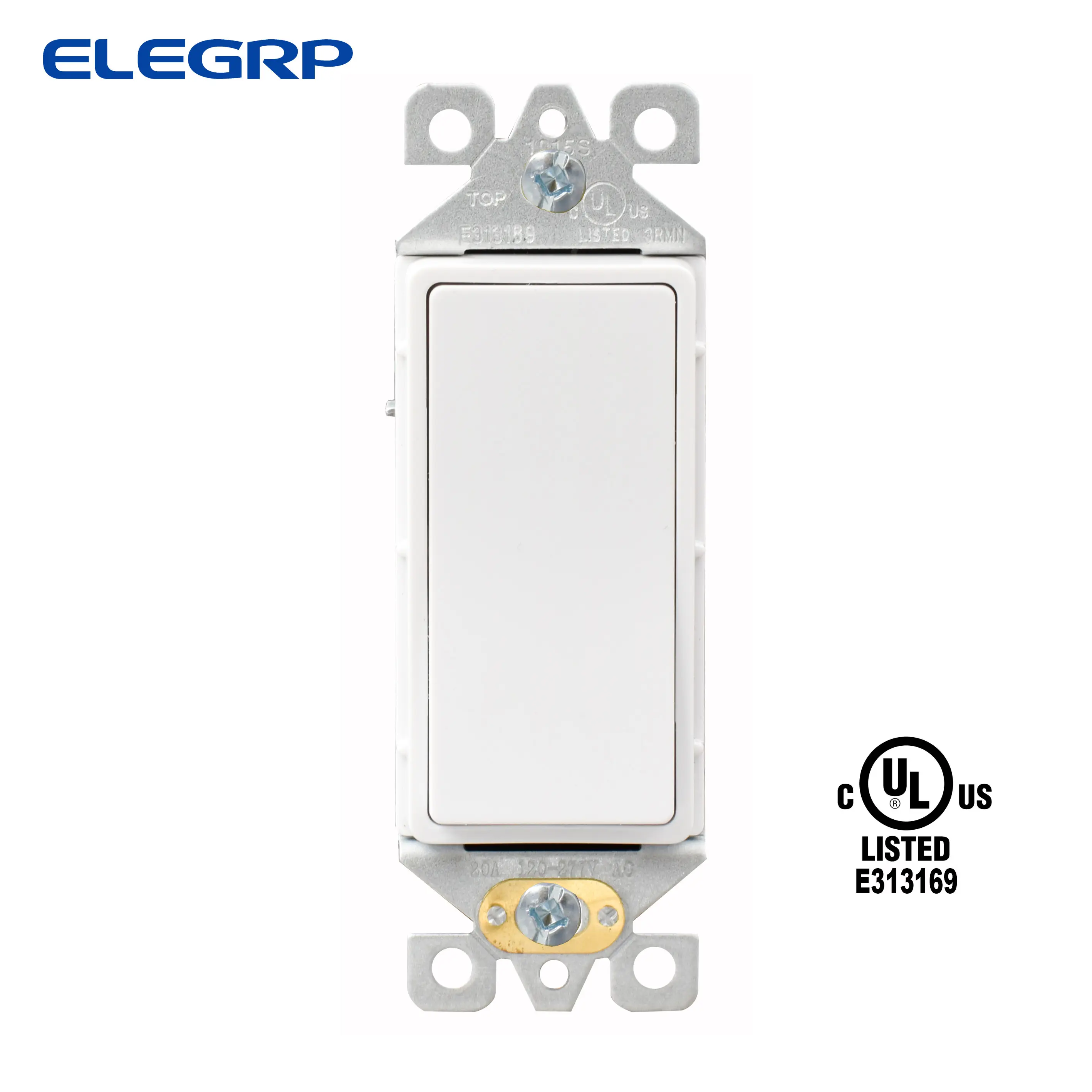 ELEGRP 20A 120-277V factory US standard commercial UL Self-grounding 3 Way Decorative Rocker Switch