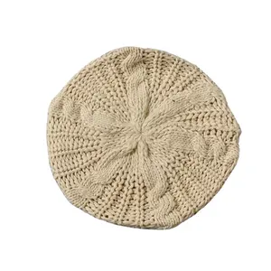 Phụ Nữ Dệt Kim Mũ Beret Crochet Cô Gái Beret Beanies Mũ Mùa Đông