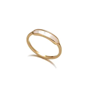 Fashion Ins Style Natural Shell Ring Size 6 7 8 Gold Plated Simple Ring Designer Women Jewelry