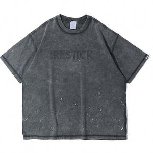 Camiseta Personalizada de Algodón 100% Tejido, Estilo Vintage, Gruesa, 200 GSM, para Hombre - Product Image 1