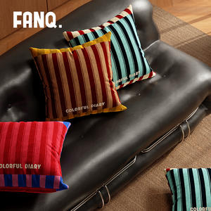 หมอนอิงลายทางสีสันสดใส Fanq รูปทรงสี่เหลี่ยมผืนผ้า ถอดซักได้ เหมาะสำหรับตกแต่งโซฟาห้องนั่งเล่น - Product Image 1